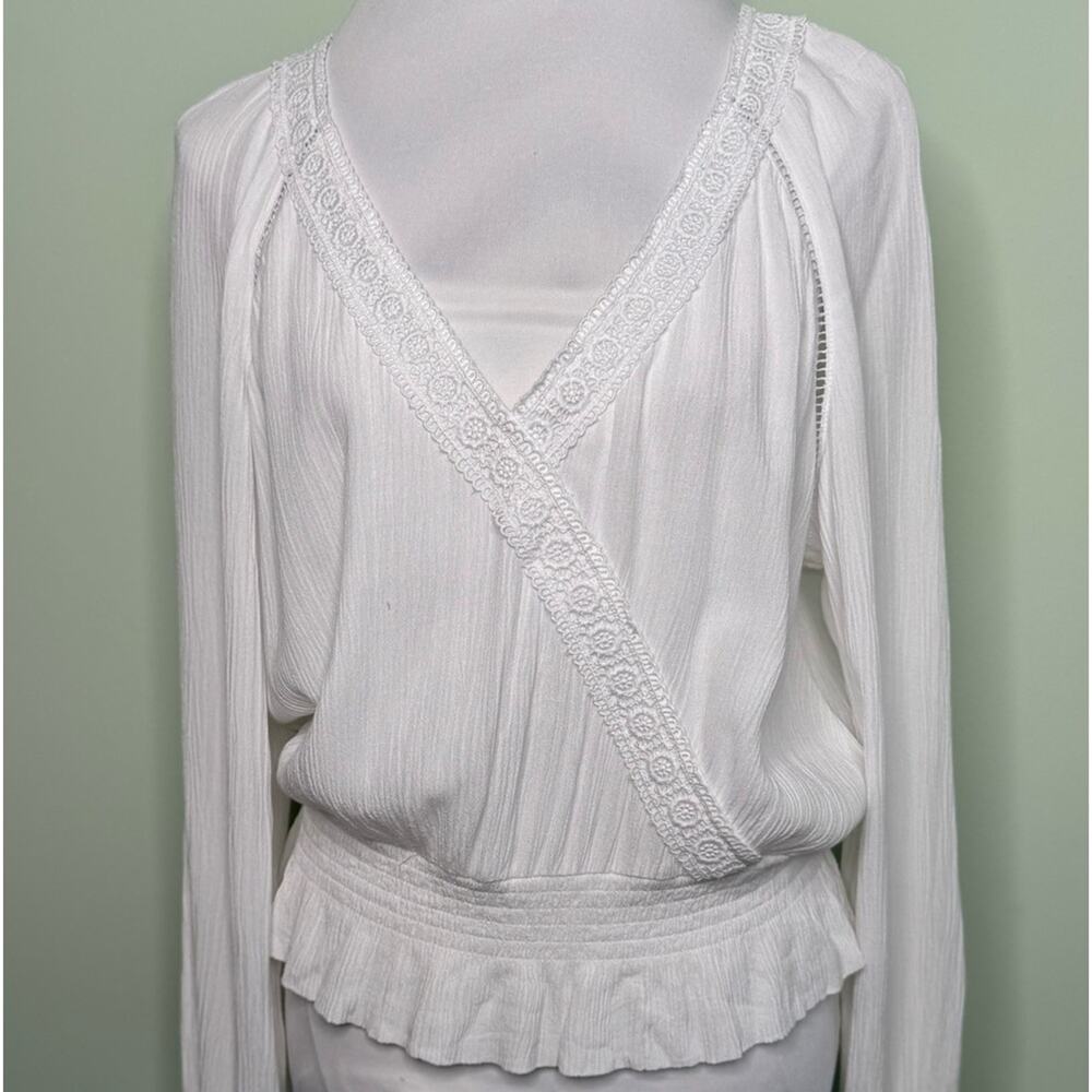 H&M White Divided Embroidered Top Size 12 - Picture 8 of 11